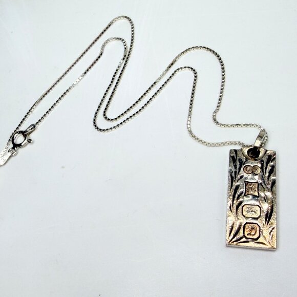 Birmingham 1978 Ronex Sterling Silver Ingot Pendant Necklace 16
